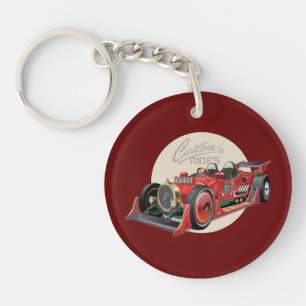 Benutzerdefiniertes Retro-Rennwagen-Konzept Schlüsselanhänger