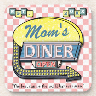 Benutzerdefiniertes Retro-Schild "Moms Diner" aus Untersetzer