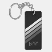 Benutzerdefiniertes Retro Schwarz Weiße Streifen A Schlüsselanhänger (Vorderseite links)