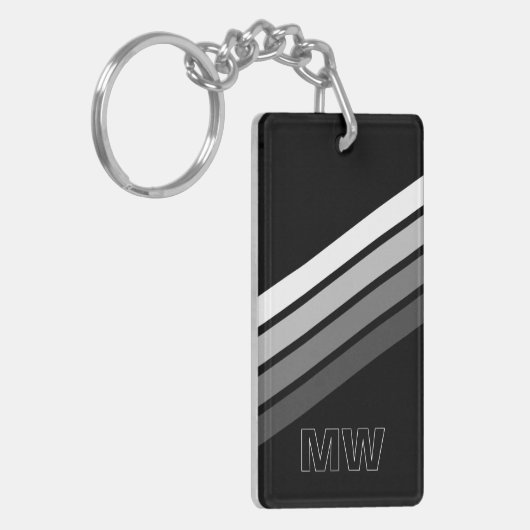 Benutzerdefiniertes Retro Schwarz Weiße Streifen A Schlüsselanhänger (Vorderseite links)