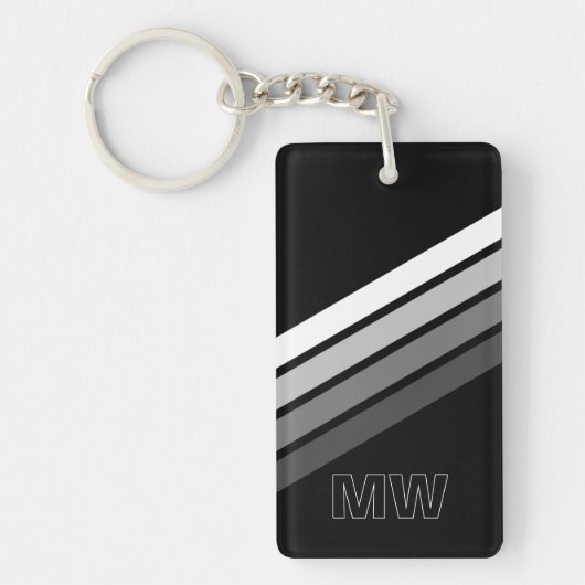 Benutzerdefiniertes Retro Schwarz Weiße Streifen A Schlüsselanhänger (Vorderseite)