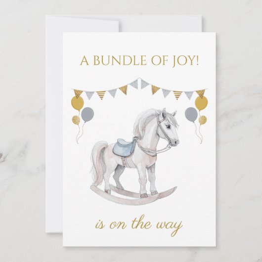 Benutzerdefiniertes Rockpferd mit bunten Fahnen Einladung (Vorderseite)