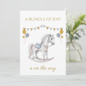 Benutzerdefiniertes Rockpferd mit bunten Fahnen Einladung (Stehend Vorderseite)