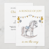 Benutzerdefiniertes Rockpferd mit bunten Fahnen Einladung (Vorne/Hinten)