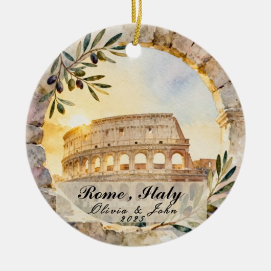 Benutzerdefiniertes Rom-Hochzeitsreise- oder Urlau Keramik Ornament (Vorne)