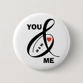 Benutzerdefiniertes romantisches Initialherz Button (Vorderseite)