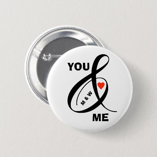 Benutzerdefiniertes romantisches Initialherz Button (Vorne & Hinten)