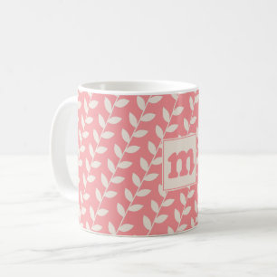 Benutzerdefiniertes rosa 70er Retro-Leaf-Muster Mo Kaffeetasse