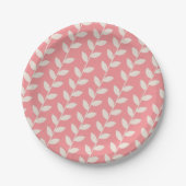 Benutzerdefiniertes rosa 70er Retro Leaf Muster Pappteller (Vorderseite)