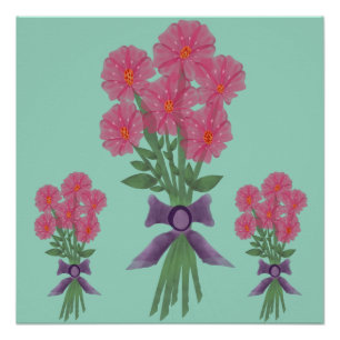 Benutzerdefiniertes rosa Aquarell-Blumenstrauß-Des Poster