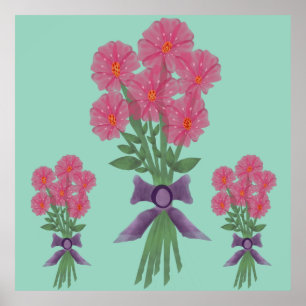 Benutzerdefiniertes rosa Aquarell-Blumenstrauß-Des Poster