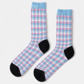 Benutzerdefiniertes rosa Blau Weißes Prüfmuster Socken (Linkes Detail)