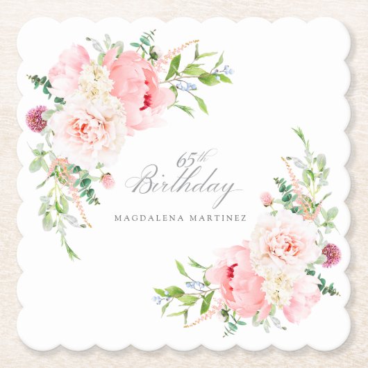 Benutzerdefiniertes rosa Blumengeschenkpapier zum  Untersetzer (Vorderseite)