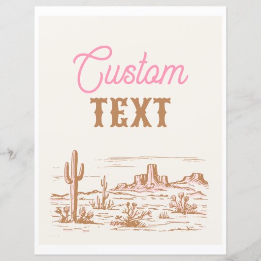 Benutzerdefiniertes rosa Cowgirl-Party-Zeichen (Vorderseite)