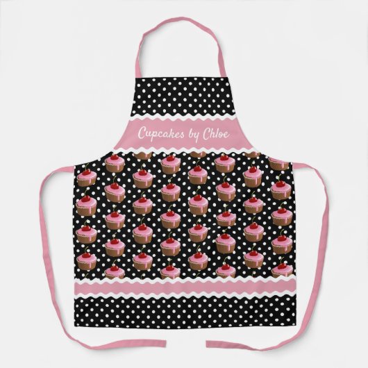 Benutzerdefiniertes rosa Cupcakes Punkt Muster auf Schürze (Vorderseite)
