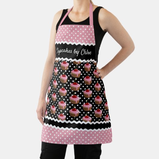 Benutzerdefiniertes rosa Cupcakes Punkt Muster auf Schürze (InSitu)
