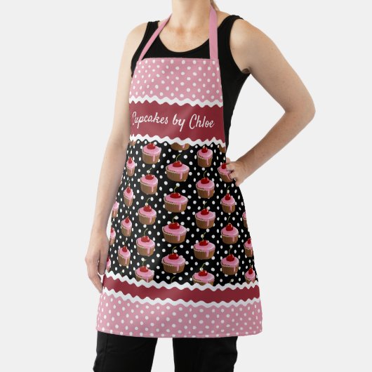 Benutzerdefiniertes rosa Cupcakes Punkt Muster auf Schürze (InSitu)