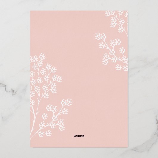 Benutzerdefiniertes rosa Elegantes Blumengebläse-P Folieneinladung (Rückseite)