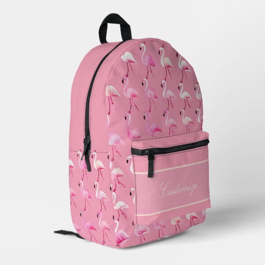 Benutzerdefiniertes rosa Flamingo Paradise Wasserf Bedruckter Rucksack (Rückseitige Ecke links)