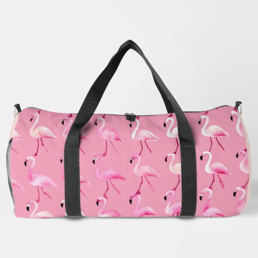 Benutzerdefiniertes rosa Flamingo Paradise Wasserf Duffle Bag (Rückseite)