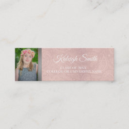 Benutzerdefiniertes rosa Foto Abschluss Name-Karte Telefonnummerkarte