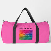 Benutzerdefiniertes rosa Foto Text Moderne Vorlage Duffle Bag (Vorderseite)
