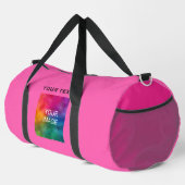 Benutzerdefiniertes rosa Foto Text Moderne Vorlage Duffle Bag (Rechte Ecke)