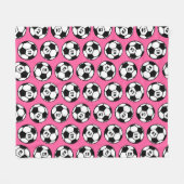 Benutzerdefiniertes rosa Fußball-Kugelmuster Fleecedecke (Vorderseite (Horizontal))