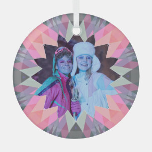 Benutzerdefiniertes rosa graues Weihnachtsstern-Fa Ornament Aus Glas