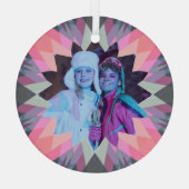 Benutzerdefiniertes rosa graues Weihnachtsstern-Fa Ornament Aus Glas (Rückseite)