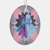 Benutzerdefiniertes rosa graues Weihnachtsstern-Fa Ornament Aus Glas (Vorderseite Rechts)