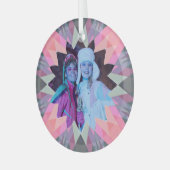 Benutzerdefiniertes rosa graues Weihnachtsstern-Fa Ornament Aus Glas (Vorderseite links)