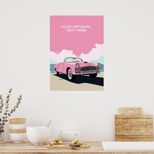 Benutzerdefiniertes rosa klassisches Auto Poster (Küche)