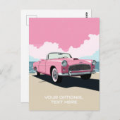 Benutzerdefiniertes rosa klassisches Auto Postkarte (Vorne/Hinten)