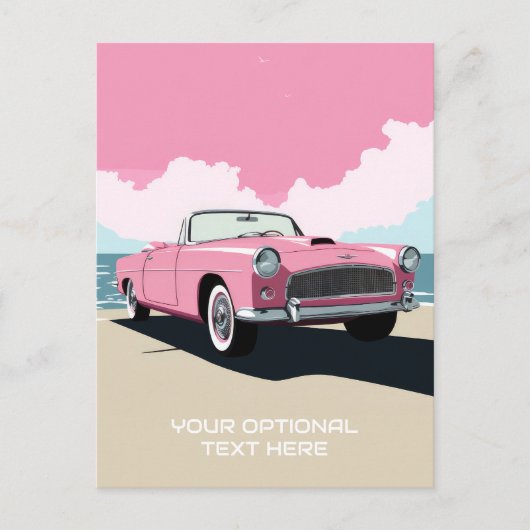Benutzerdefiniertes rosa klassisches Auto Postkarte (Vorderseite)
