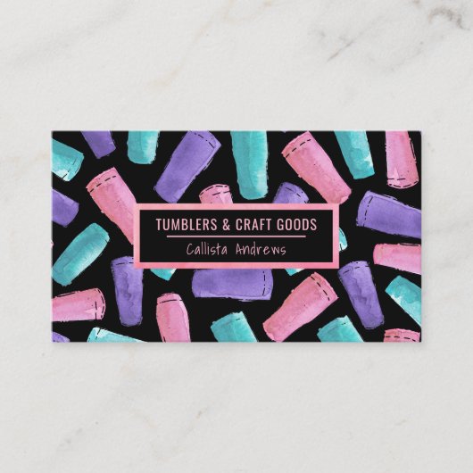 Benutzerdefiniertes rosa Lila Aquamarines Tumbler Visitenkarte (Vorderseite)