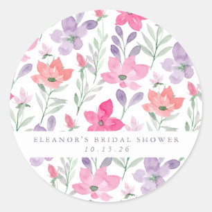 Benutzerdefiniertes rosa Lila Brautparty Runder Aufkleber