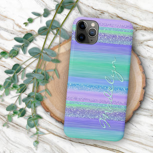 Benutzerdefiniertes Rosa Mintgrün Blau Lila Streif iPhone 16 Pro Max Hülle
