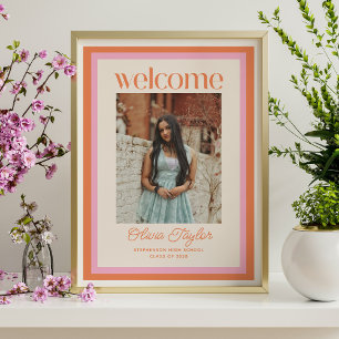 Benutzerdefiniertes rosa Orange Foto Abschluss Beg Poster