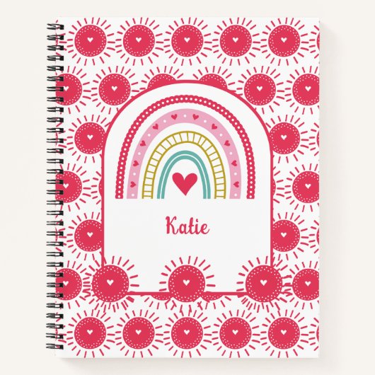 Benutzerdefiniertes Rosa Regenbogen-Monogramm Notizblock (Vorderseite)