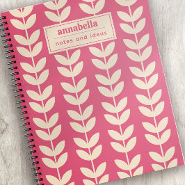 Benutzerdefiniertes rosa Retro Vibe Leaf Muster Mo Notizblock