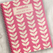 Benutzerdefiniertes rosa Retro Vibe Leaf Muster Mo Notizblock