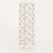 Benutzerdefiniertes rosa Rosen-Blumenmonogramm Yogamatte (Vorderseite)