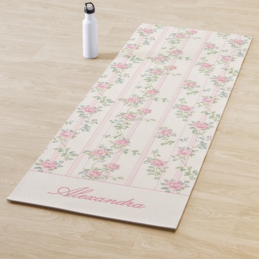 Benutzerdefiniertes rosa Rosen-Blumenmonogramm Yogamatte (Beispiel)