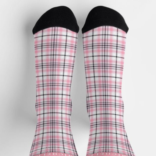 Benutzerdefiniertes rosa, schwarz-eckiges Muster Socken (Oben)