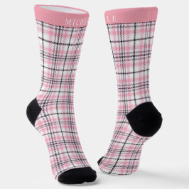 Benutzerdefiniertes rosa, schwarz-eckiges Muster Socken