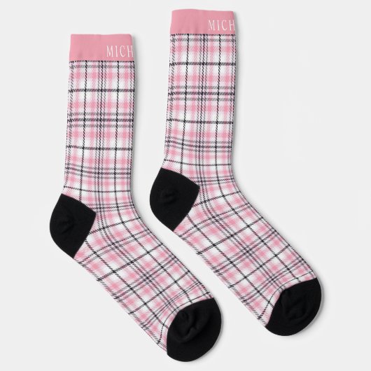 Benutzerdefiniertes rosa, schwarz-eckiges Muster Socken (Rechts)