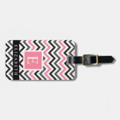 Benutzerdefiniertes rosa Schwarz Zickzack Muster Gepäckanhänger (Vorderseite horizontal)