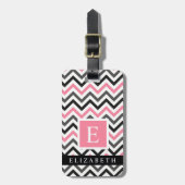 Benutzerdefiniertes rosa Schwarz Zickzack Muster Gepäckanhänger (Vorderseite vertikal)