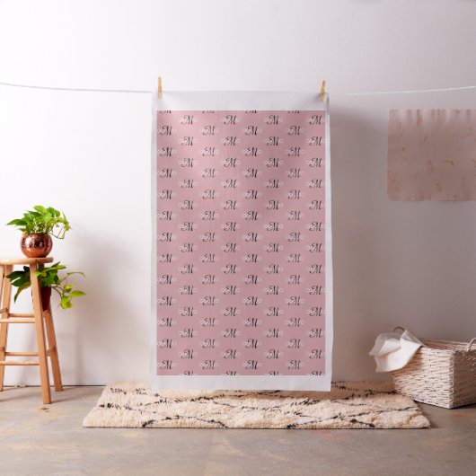 Benutzerdefiniertes rosa Schwarzes Monogramm-Muste Stoff (Beispiel)